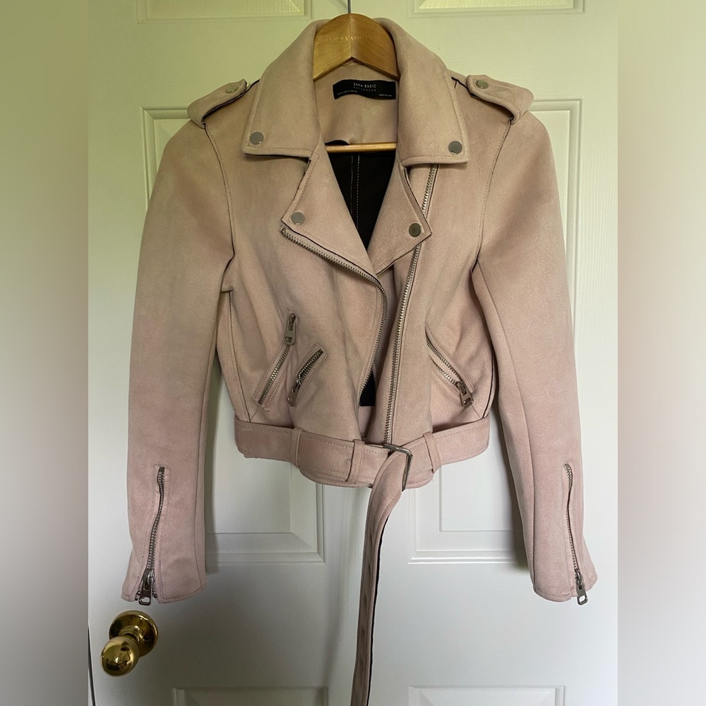 Zara Pink Faux Leather Jacket, Medium